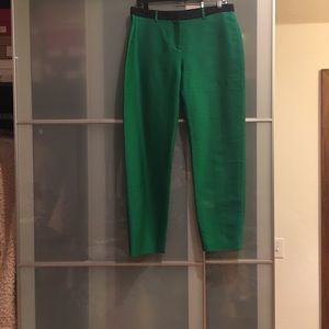 Pink Tartan green silk shantung ankle pants sz 6